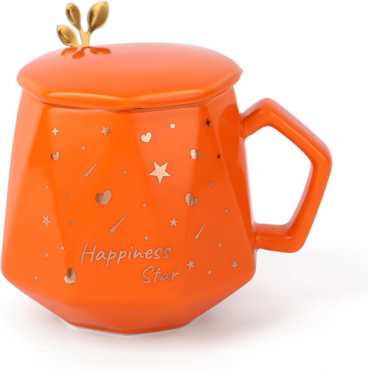 Bonito juego de tazas de café, tazas de café de cerámica con tapas, cuchara dorada y caja de regalo, regalo para mujeres, hombres, amigos, hermanas.