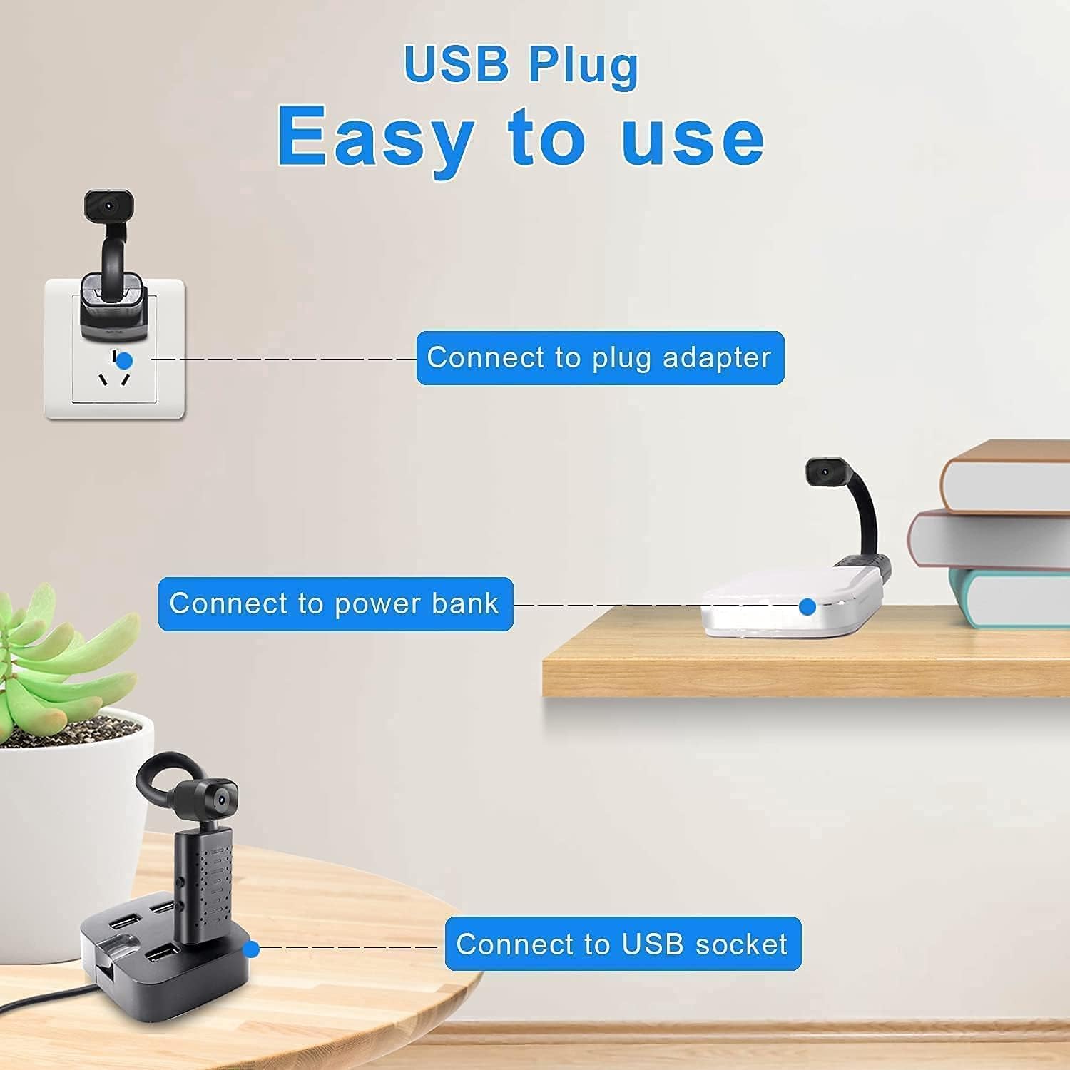 Cámara inalámbrica USB más pequeña, cámara de seguridad WiFi HD1080P para exterioresinteriores, cámara USB portátil, monitor de bebé con visión