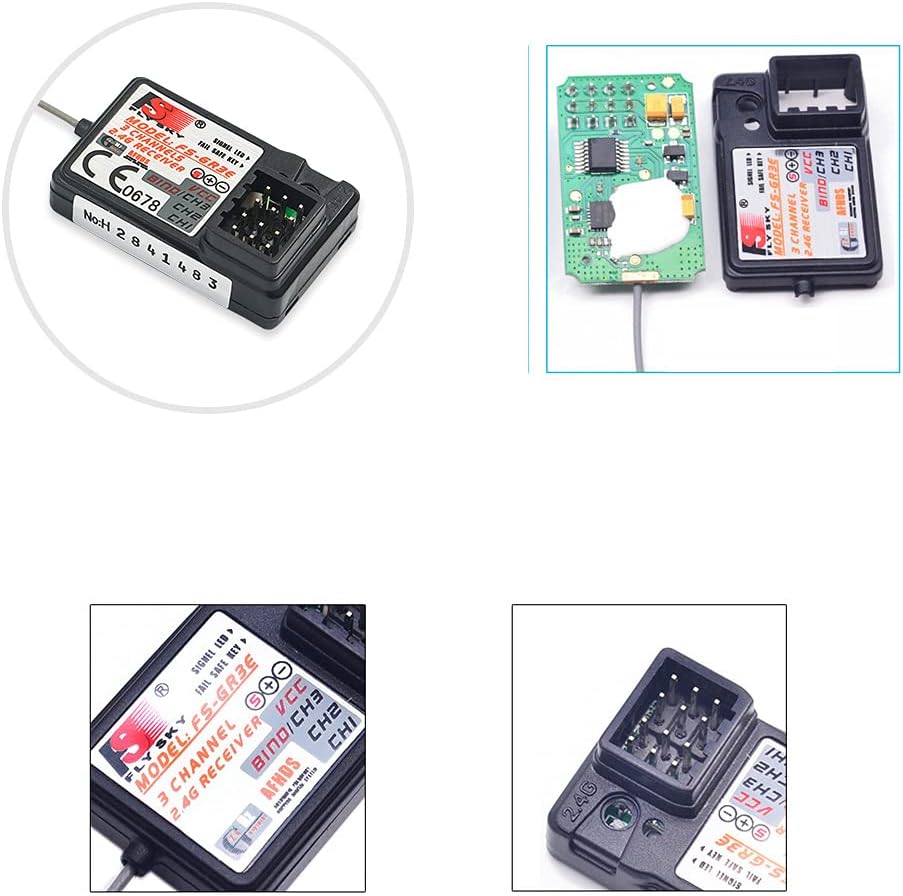 Flysky FS-GR3E AFHDS 2.4G – Receptor de 3 canales con seguro de fallos para FS-GT2 FS-GT2B FS-GT3B FS-GT3C FZ-IT4S RC – Camión barco (2PCS-FS-GR3E)