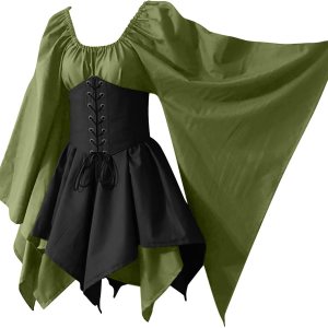 Disfraz medieval renacentista para mujer, Halloween, cosplay, pirata, campesino, vestido victoriano, vintage, bohemio, vestido de boda Disfraz medieval renacentista para mujer, Halloween, cosplay, pirata, campesino, vestido victoriano, vintage, bohemio, vestido de boda