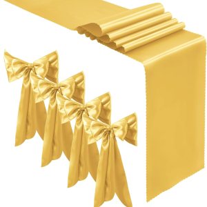 12 caminos de mesa de satén dorado de lujo de 12 x 108 pulgadas, caminos de mesa de boda sedosos, decoración de mesa elegante, caminos de mesa 12 caminos de mesa de satén dorado de lujo de 12 x 108 pulgadas, caminos de mesa de boda sedosos, decoración de mesa elegante, caminos de mesa