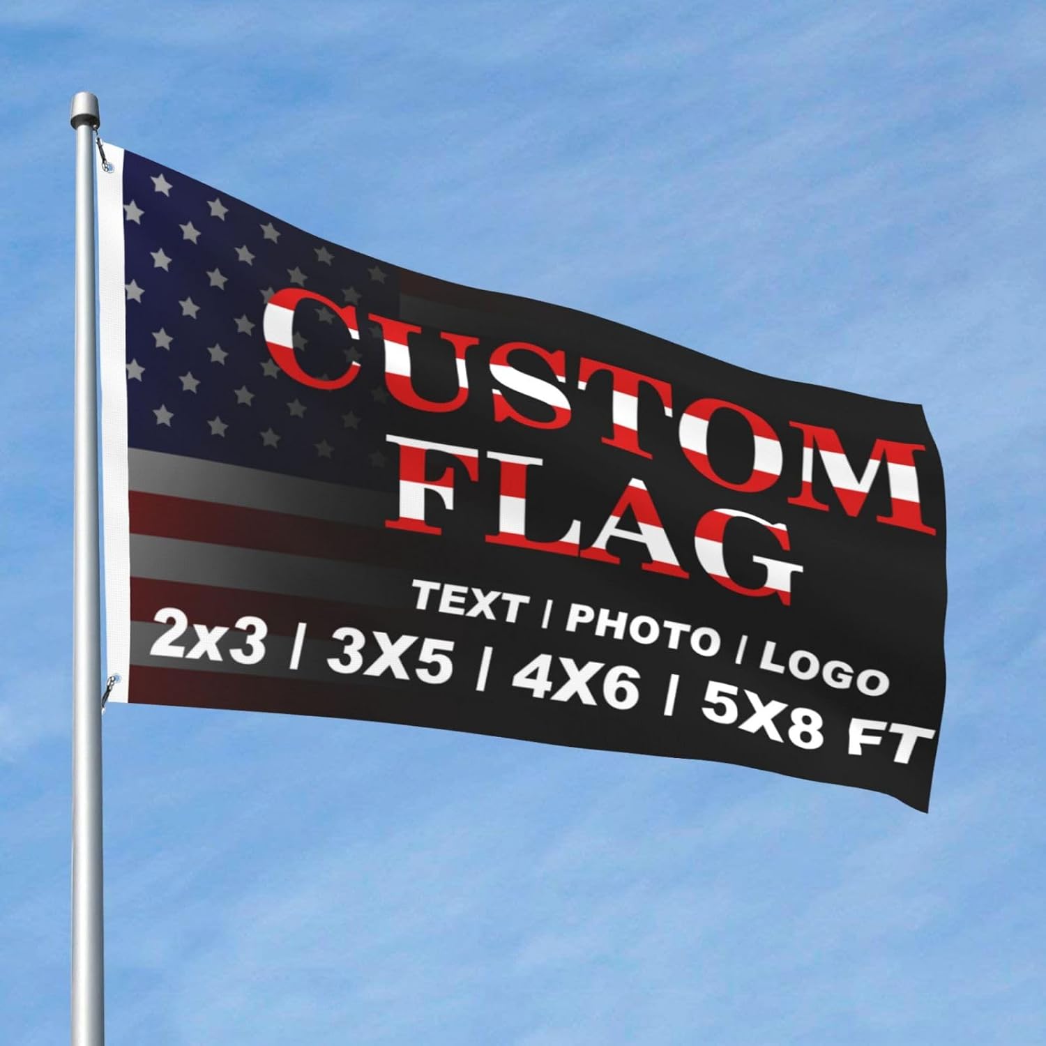 Bandera personalizada de 2 x 3 pies de doble cara  Banderas personalizadas para exteriores  Diseña tu propio logotipo, imagen, texto fotográfico,