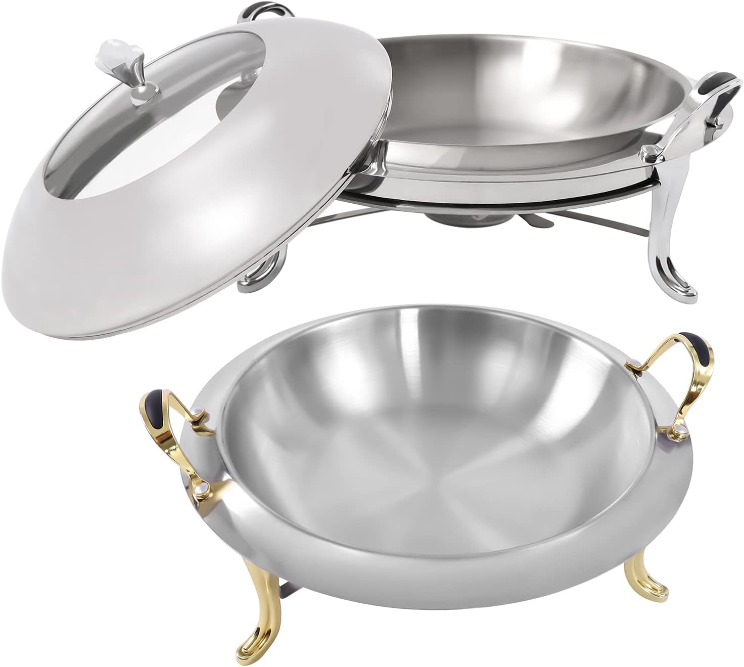 Catering – Juego de platos de acero inoxidable con tapa y rozaduras, 3.17 cuartos de galón, para bufé, fiesta, cocina, fiesta, comedor, bufé