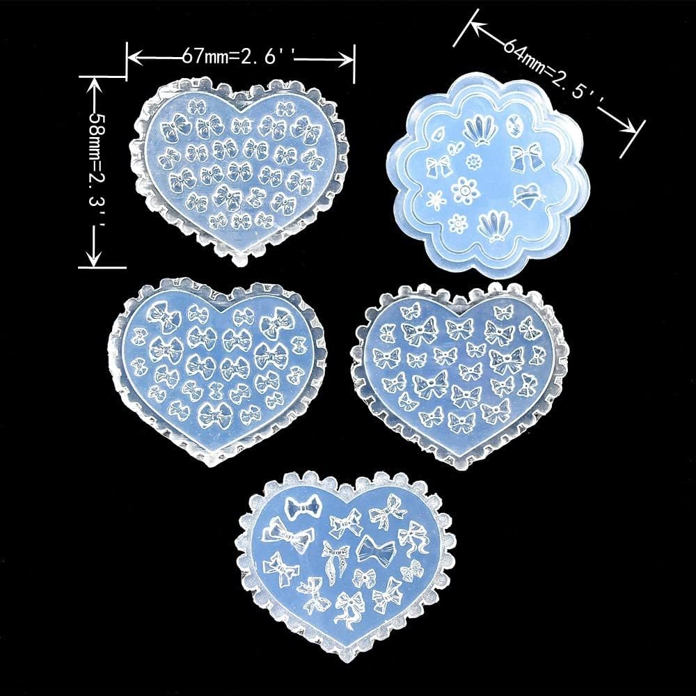 Paquete de 5 moldes de silicona 3D para arte de uñas, moldes decorativos de flores pequeñas para decoración de uñas, moldes de resina para manicura