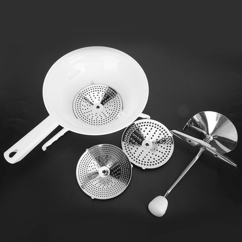 Molino de alimentos de acero inoxidable con 3 discos de molienda, molino rotatorio de alimentos para salsa de tomate, puré de manzana, puré de papas