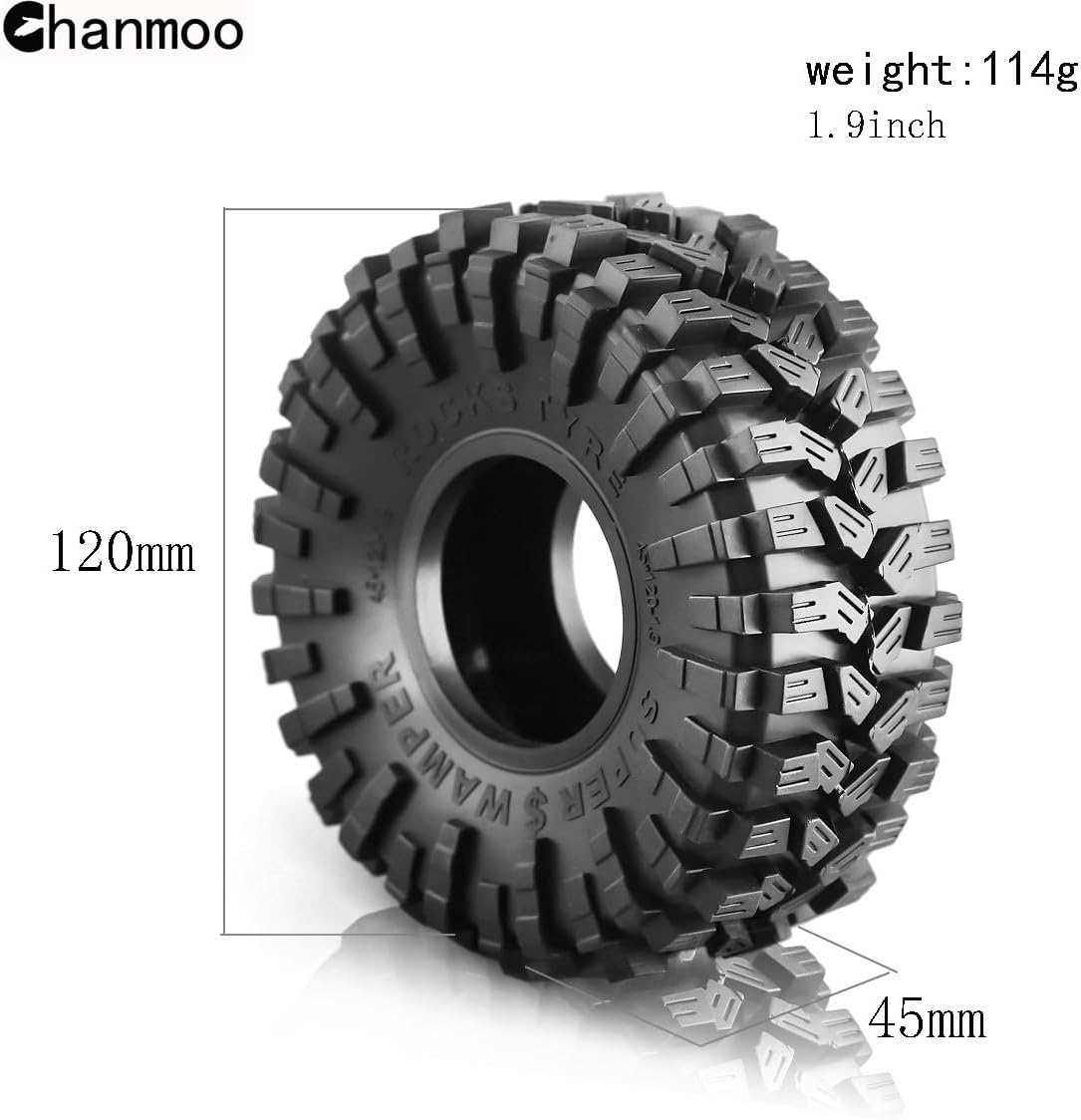 1.9 RC Crawler Neumáticos de 4.724 in con inserto de espuma de goma blanda escala 110 neumáticos para Traxxas TRX4 Axial SCX10 SCX10 II RC4WD D90