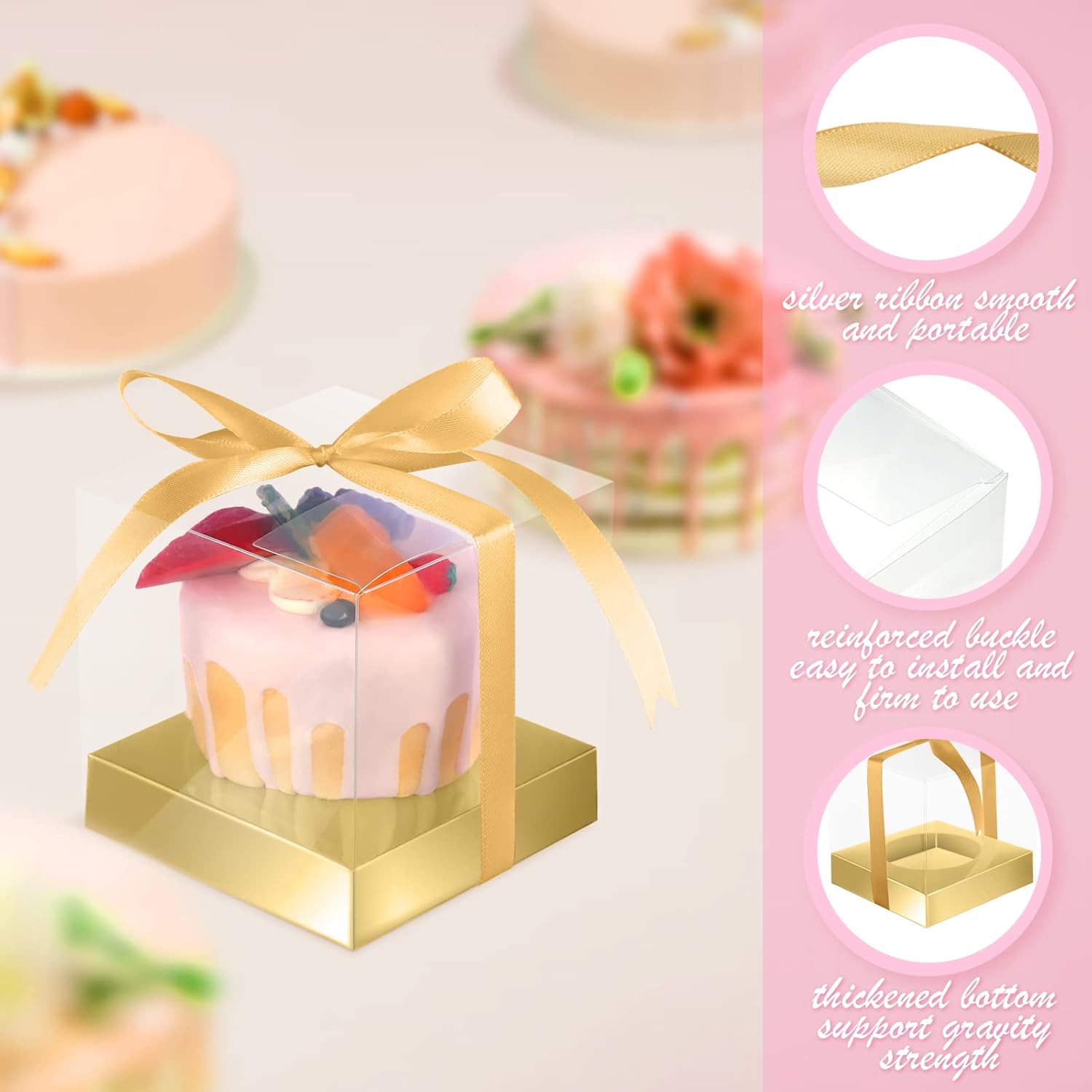 Thenshop 50 cajas transparentes para cupcakes, contenedores individuales de plástico de 3.5 pulgadas, cajas individuales para cupcakes con insertos