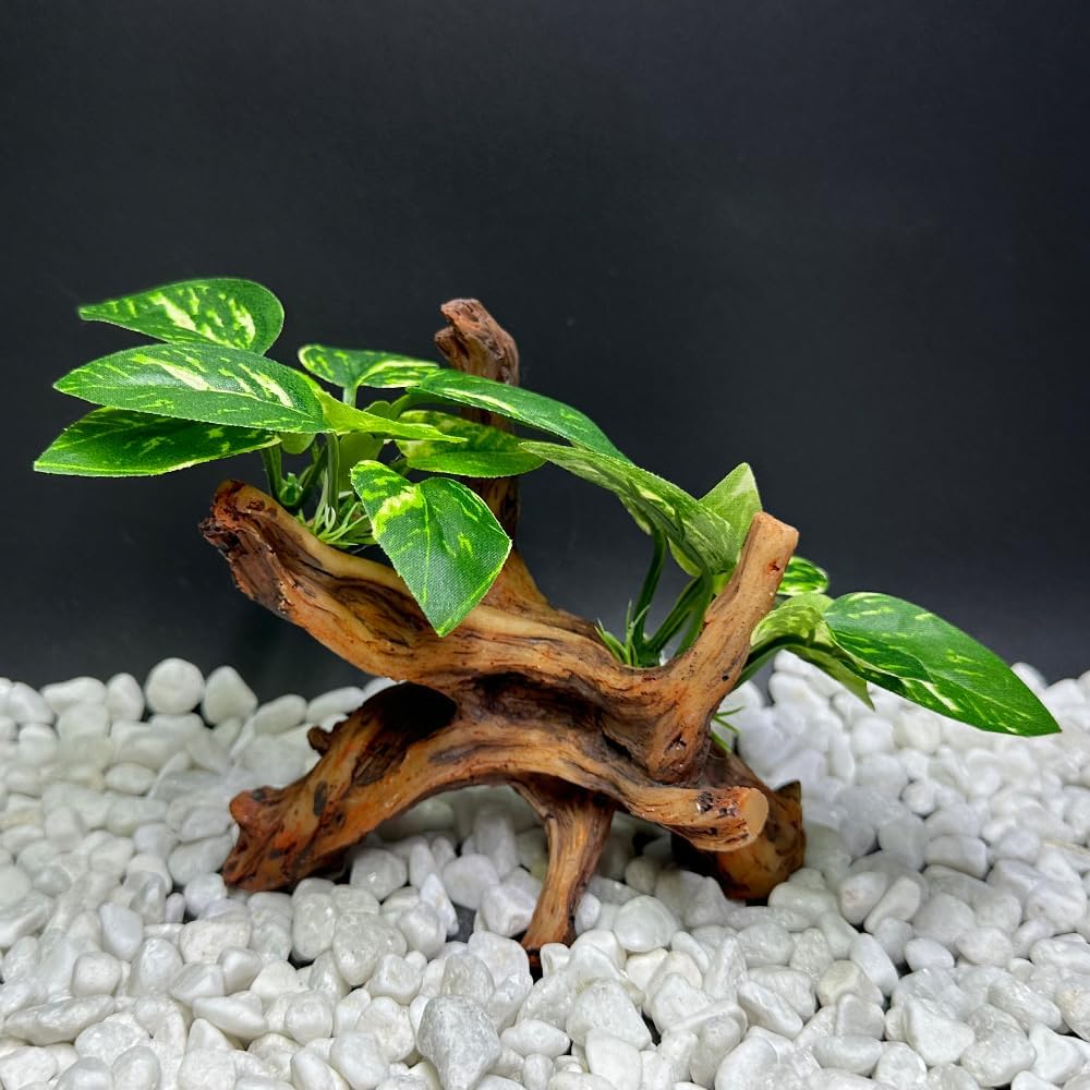 Smoothedo-Pets Decoraciones para pecera, decoración de acuario, adornos de 5 pulgadas, almohadilla de hoja betta, hamaca artificial, cueva de madera