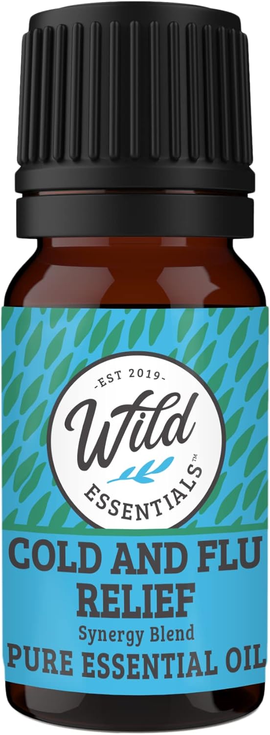Wild Essentials – Aceite esencial 100% puro para aliviar el resfriado y la gripe mezcla de sinergia, paquete de 2 unidades de 0.3 fl oz, fórmula de