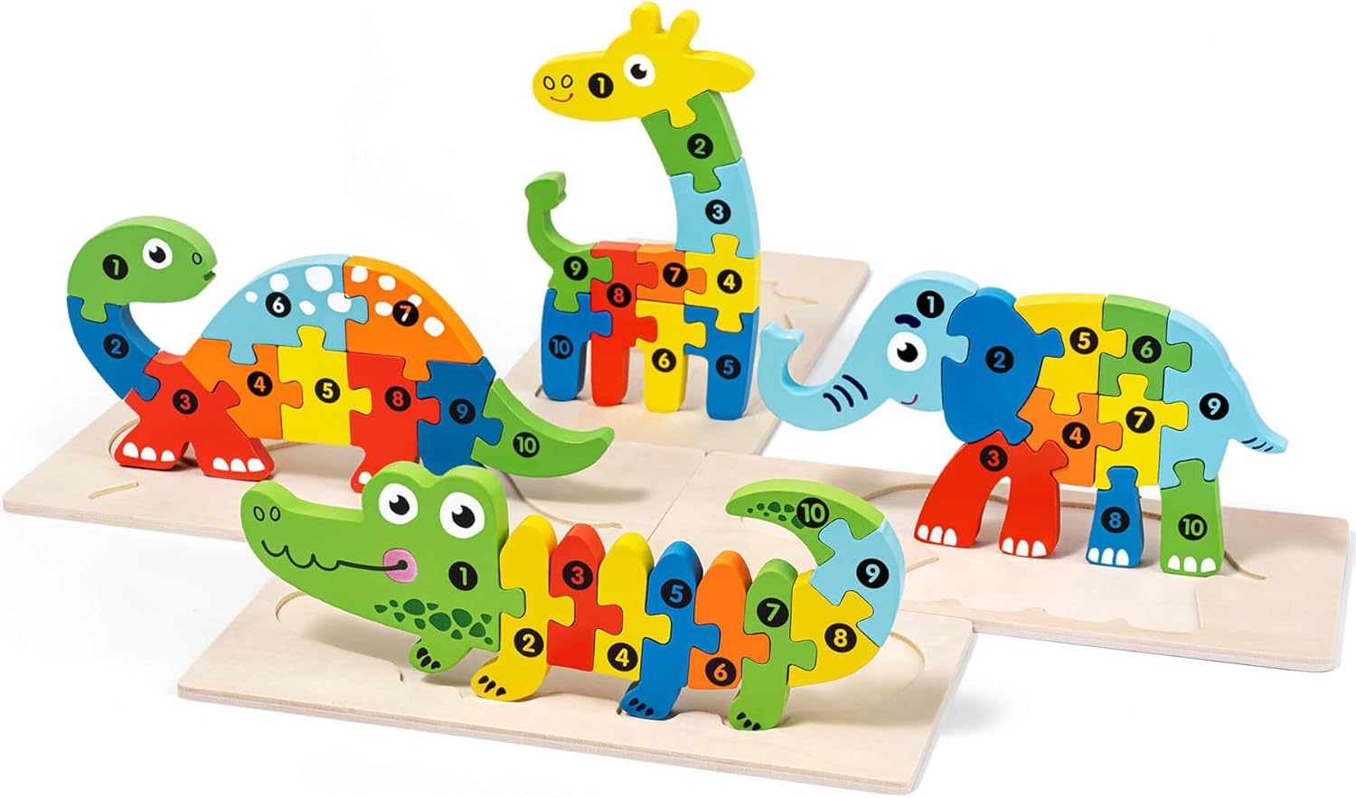 Rompecabezas de madera para niños pequeños, rompecabezas de animales preescolares, juguetes Montessori para niños de 1, 2, 3 años, juguetes
