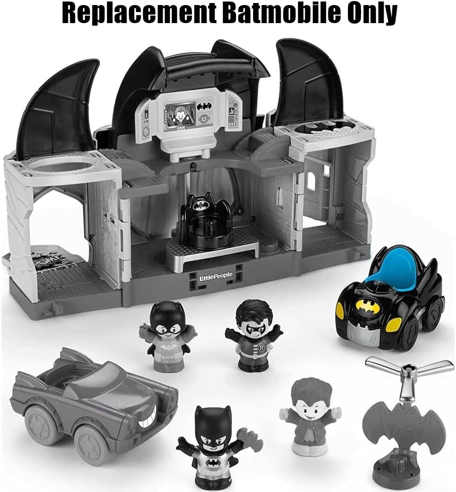 Pieza de repuesto para Fisher-Price Little People DC Superfriends Deluxe Batcave Playset – HHY77  Reemplazo de Batmobile negro y azul