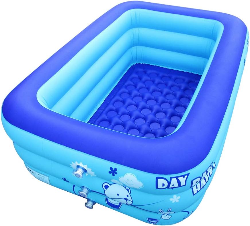 Bañera inflable portátil para adultos, jardín para adultos, piscinas de juegos al aire libre, jacuzzis con bomba de aire eléctrica (azul-M)
