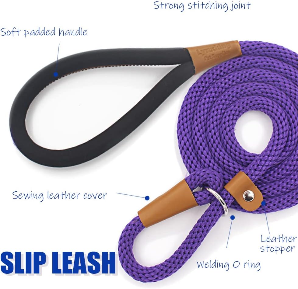 lynxking Paquete de 2 correas antideslizantes para perros de 6 pies, resistentes y trenzadas, correas de entrenamiento para perros medianos, grandes