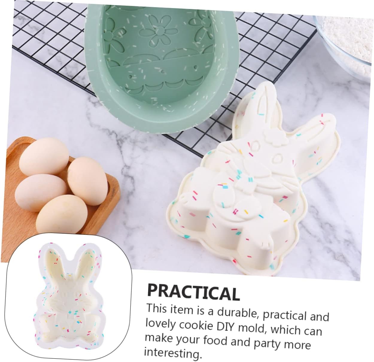 Jalea de Pascua Huevo de Pascua Molde de Silicona Pastel de Huevo de Pascua Pudín de Silicona Conejito Hornear Galletas Mantequilla de Maní Conejito