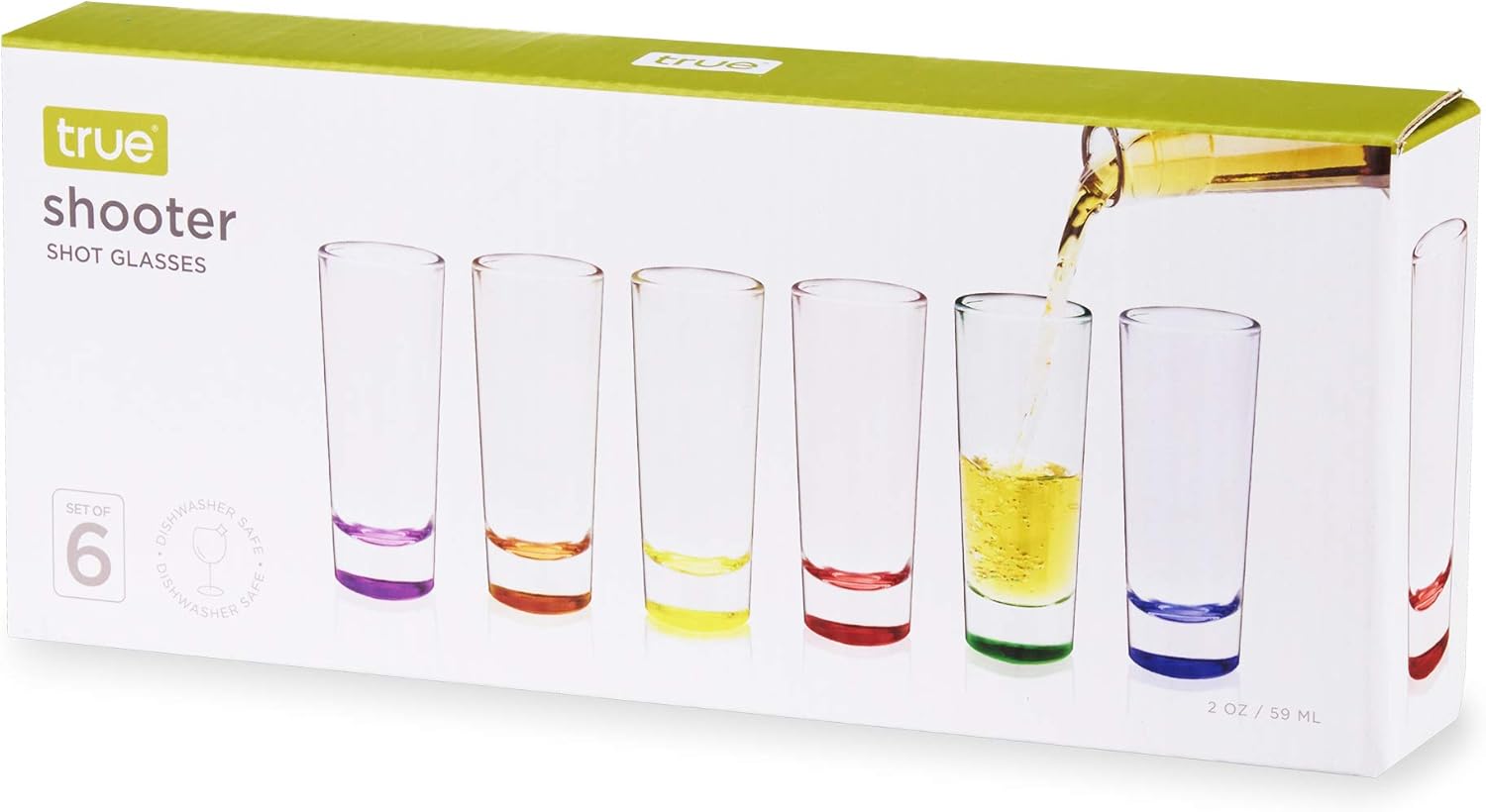 True Juego de 6 vasos de tiro, vasos de chupito de tequila, vasos de chupito para whisky, juego de vasos de chupito de 2 onzas, vasos de chupito