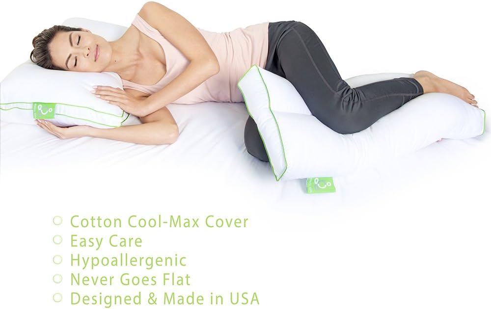 Sleep Yoga Almohada alternativa de plumón de diseño ergonómico para soporte de rodilla, hipoalergénica y lavable, 26 x 13 x 3 pulgadas, talla única,