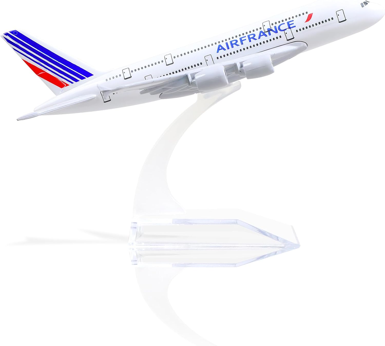 QIYUMOKE Airbus A380 France 1400 Modelo de avión de metal fundido a presión con soporte Sky Jumbo Airliner Modelo Avión Pantalla de aleación Kit de