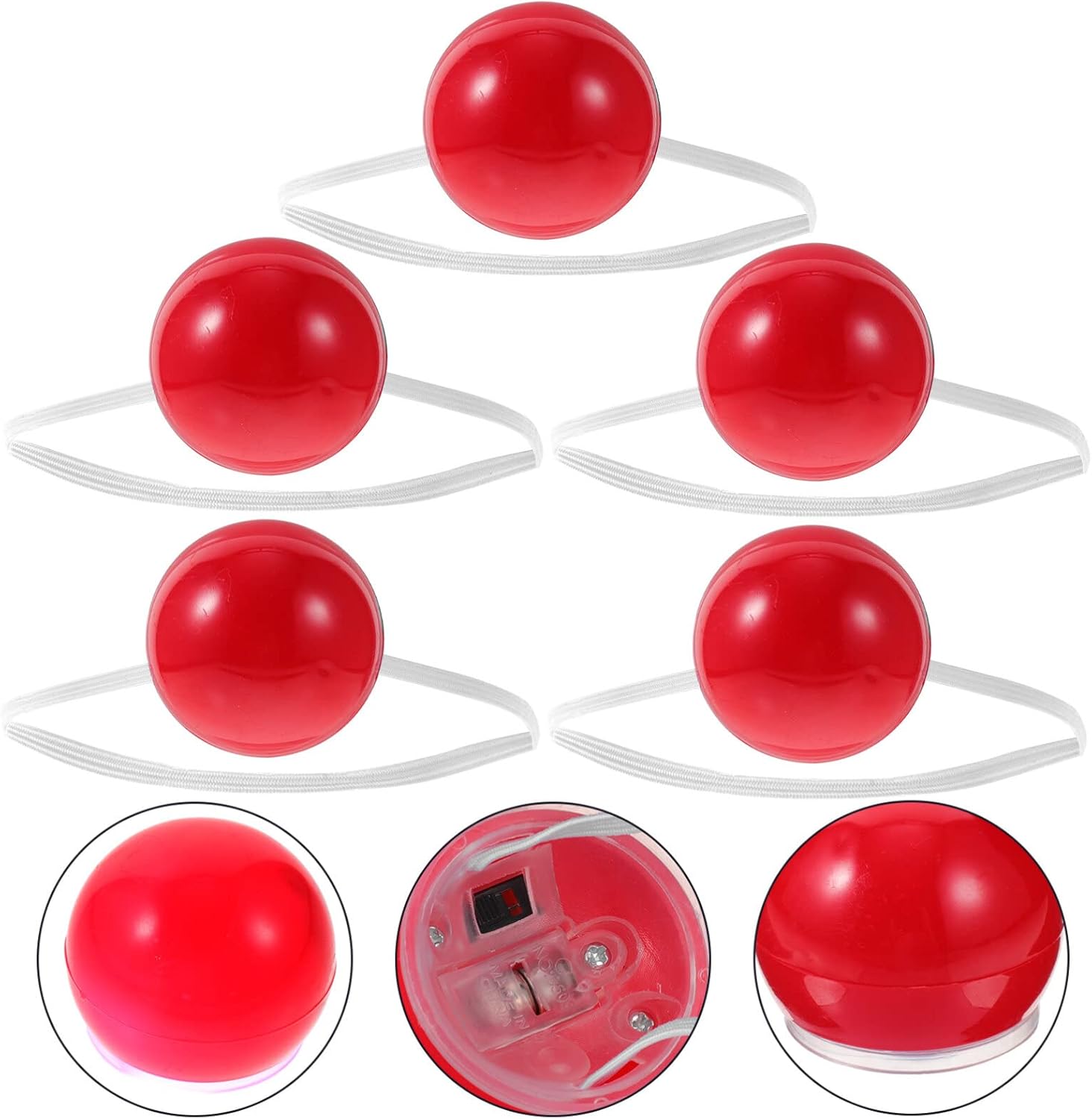 STOBOK Nariz roja, 5 piezas de nariz de payaso LED, nariz roja iluminada, nariz de payaso brillante, nariz de payaso, accesorios de vestir para