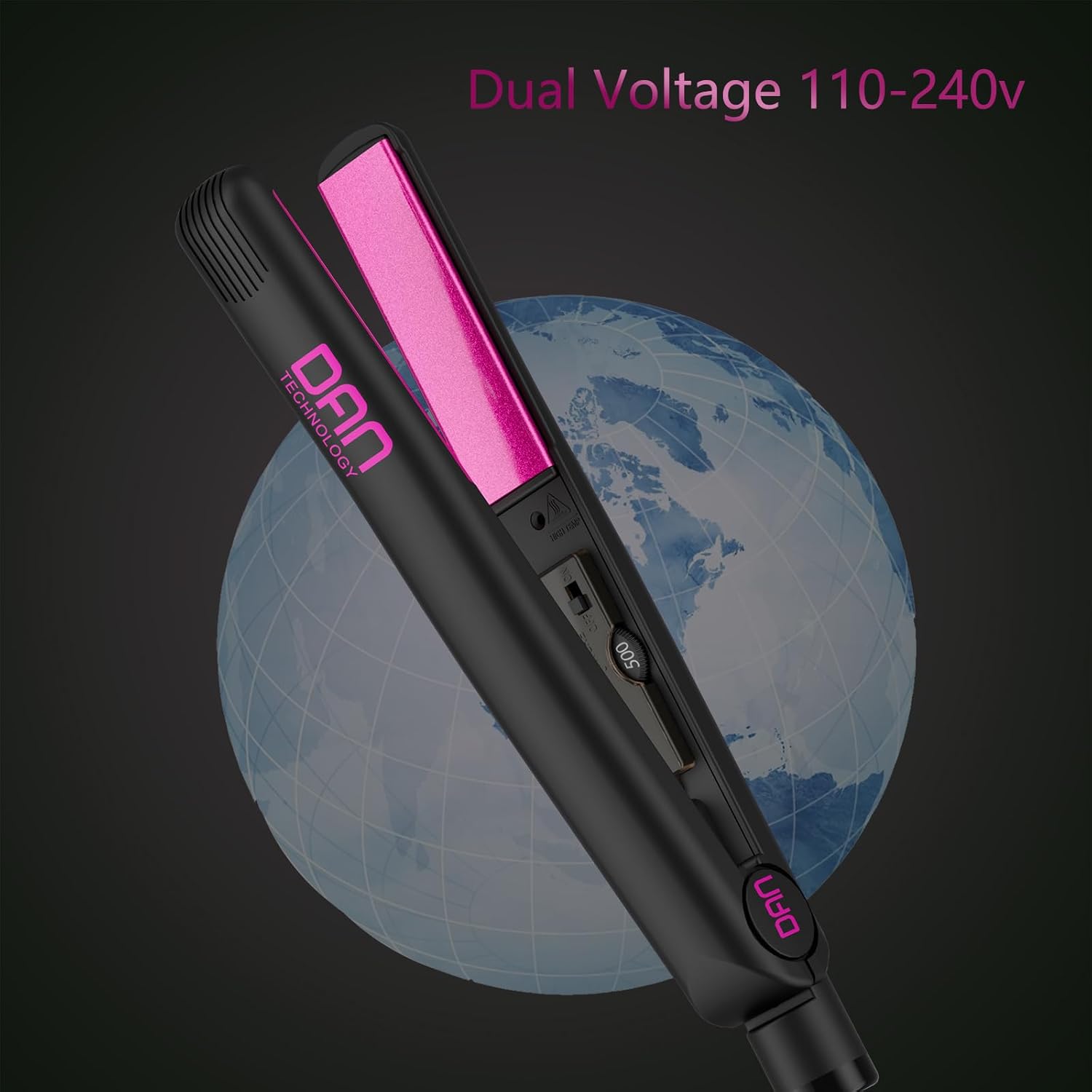 Dan Technology Plancha plana de 1 pulgada, plancha alisadora de cerámica, plancha plana de 500 grados, plancha plana de cabello de temperatura