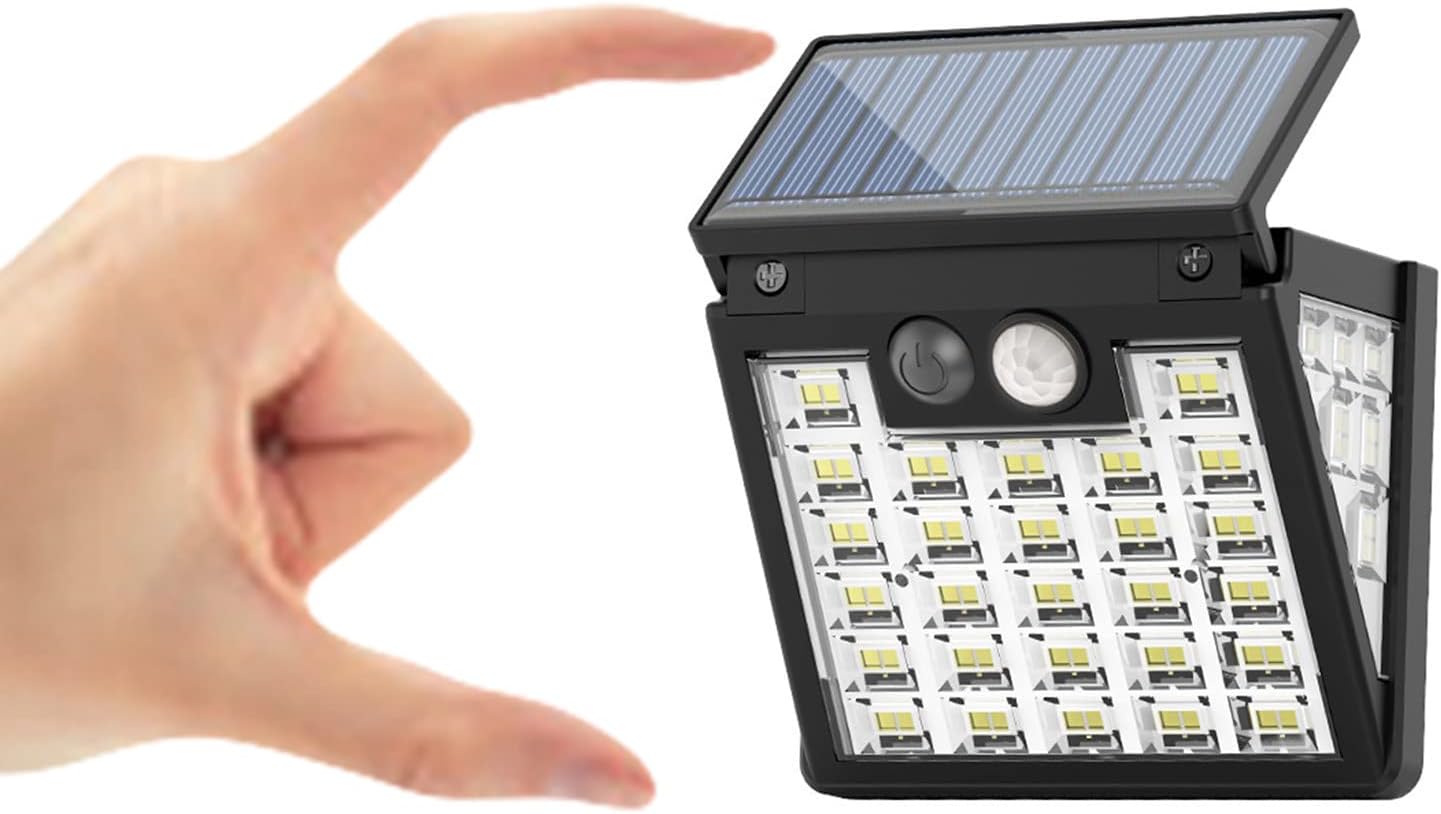 Luces solares impermeables IP65 para exteriores, 3 modos de luces solares con sensor de movimiento, luz solar LED para escaleras al aire libre,