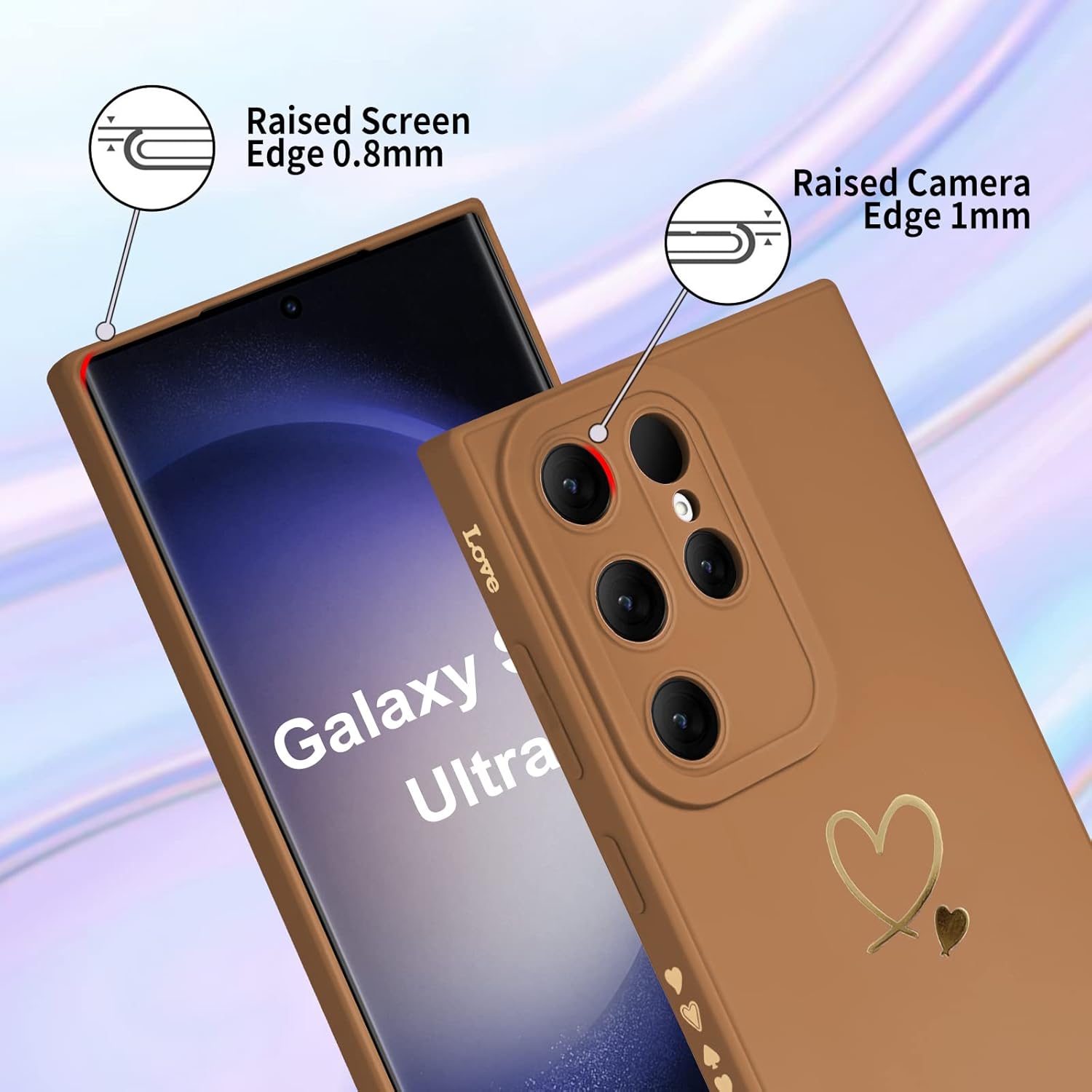 Funda para Samsung Galaxy S23 Ultra para niñas y mujeres, lindo diseño de corazón de amor, funda flexible de silicona líquida a prueba de golpes,