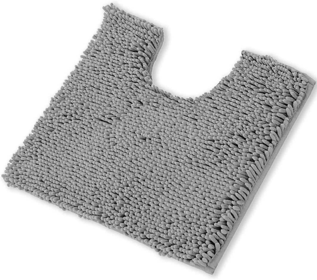 LuxUrux – Tapete de baño en forma de u, material de microfibra de felpilla extrasuave de pelo largo de 1 pulgada, muy absorbente, lavar y secar a