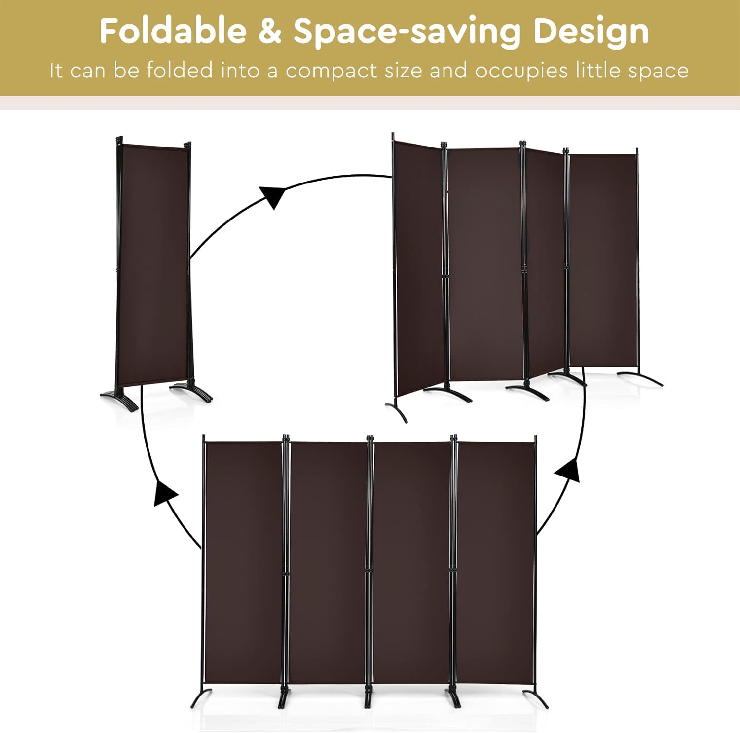 Giantex Divisor de habitación, 4 paneles divisores de habitación y pantallas de privacidad plegables, divisor para separación de habitaciones, pared