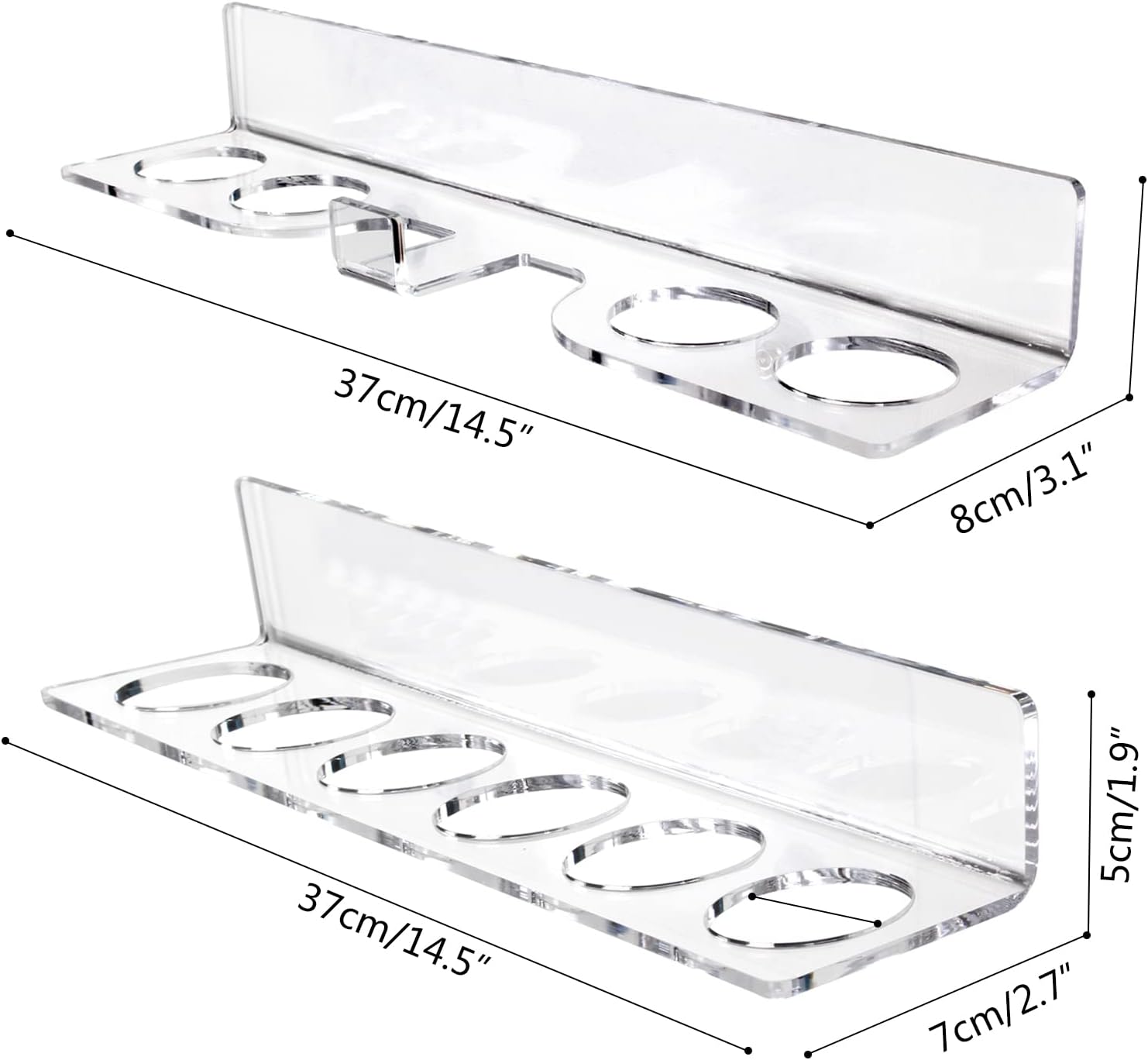 Soporte de pared autoadhesivo para billar, soporte de acrílico opcional de 2 estilos con capacidad para 6 tacos, montado con tornillos o