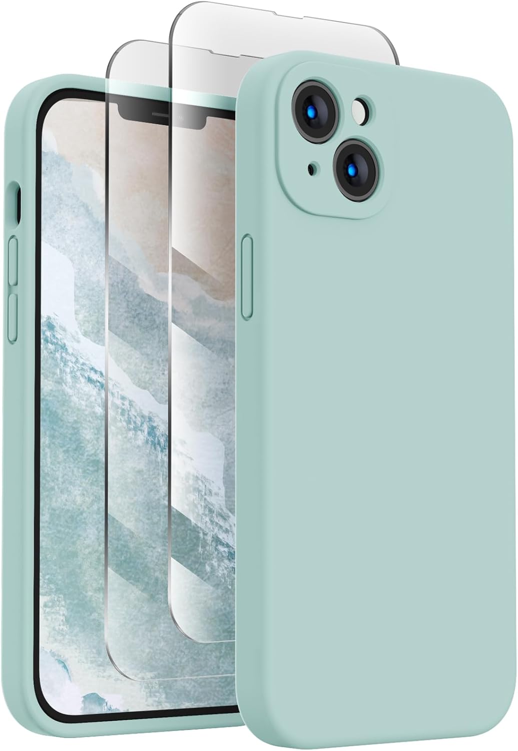 FireNova Funda para iPhone 14, funda de silicona mejorada protección de cámara con 2 protectores de pantalla, forro interior de microfibra suave