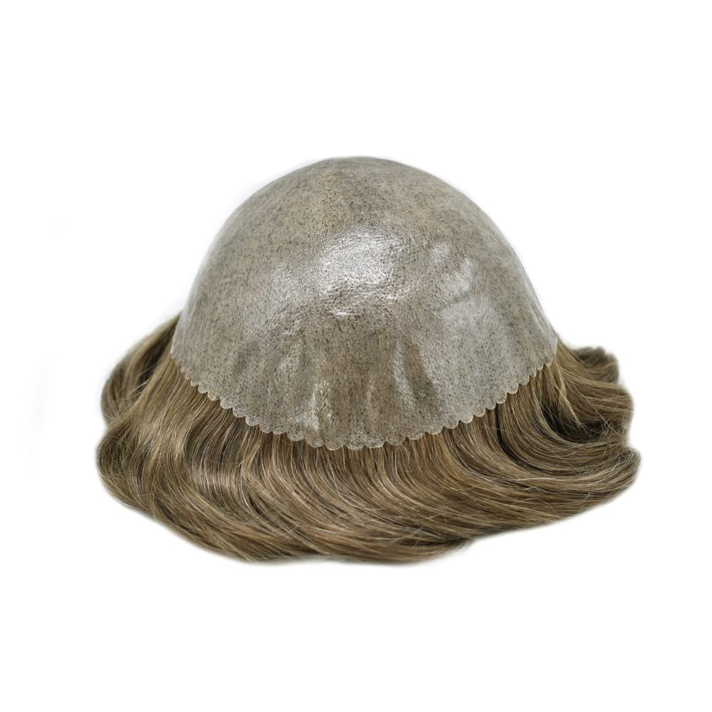 Healthlif Hombres Toupee Cabello Humano Gris Toupee Para Hombres Inyección Pieza De Pelo PU Toupee Hombres Sistemas De Cabello De Piel Delgada Para