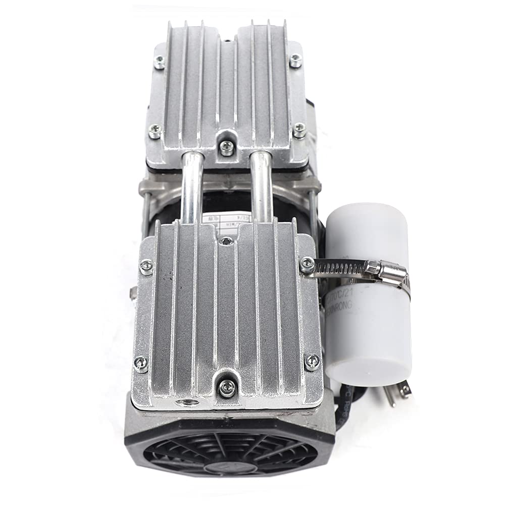 Bomba de aire al vacío de 370 W, sin aceite, pistón sin aceite, 110 V, bomba de vacío de diafragma sin aceite, 8 bar, 3.5 CFM 90.6 kpa 100 Lmin