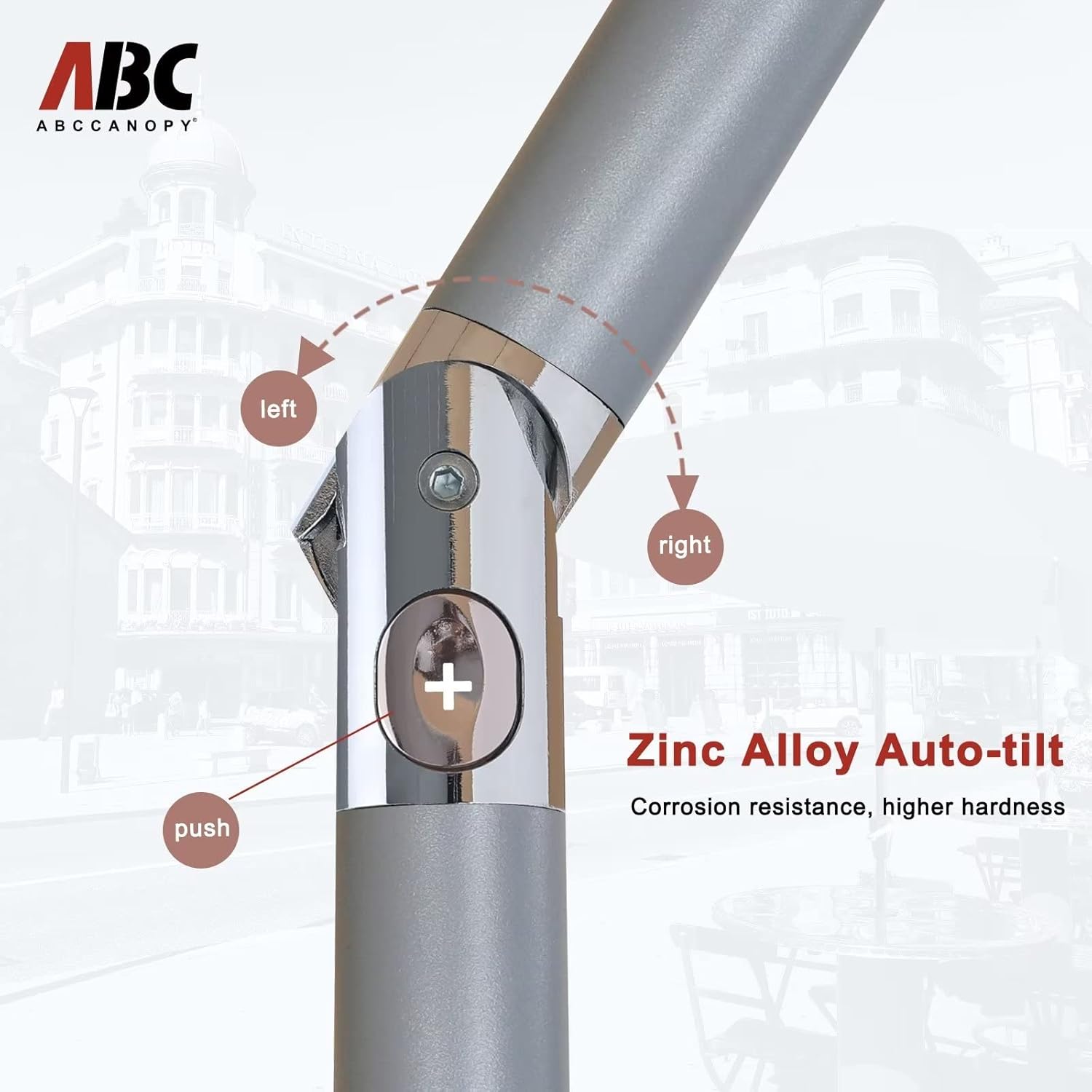 ABCCANOPY Patio Umbrella – Outdoor Fade-Resistant OLEFIN Table Umbrella, Aluminum Pole Market Umbrellas with 8 Sturdy Ribs and Auto Tilt for Patio