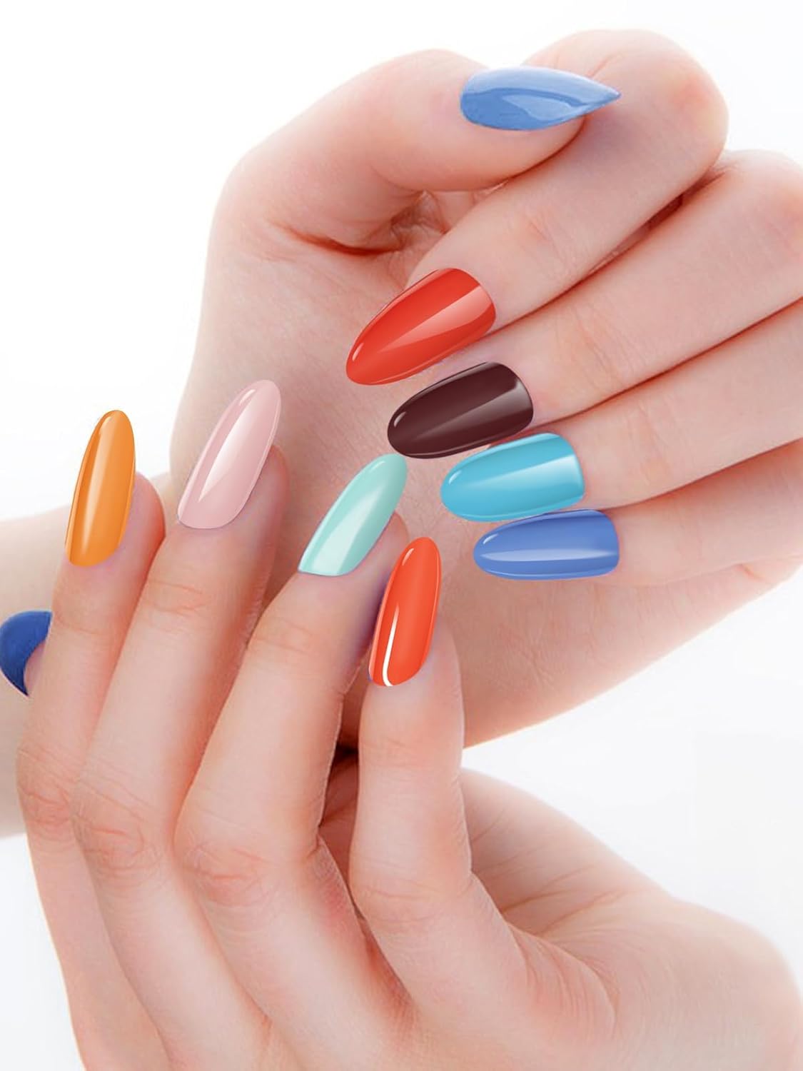 Kalolary 20 tiras de esmalte de uñas de gel, adhesivo de envoltura completa, calcomanías de gel impermeables con lima de uñas y palo (requiere