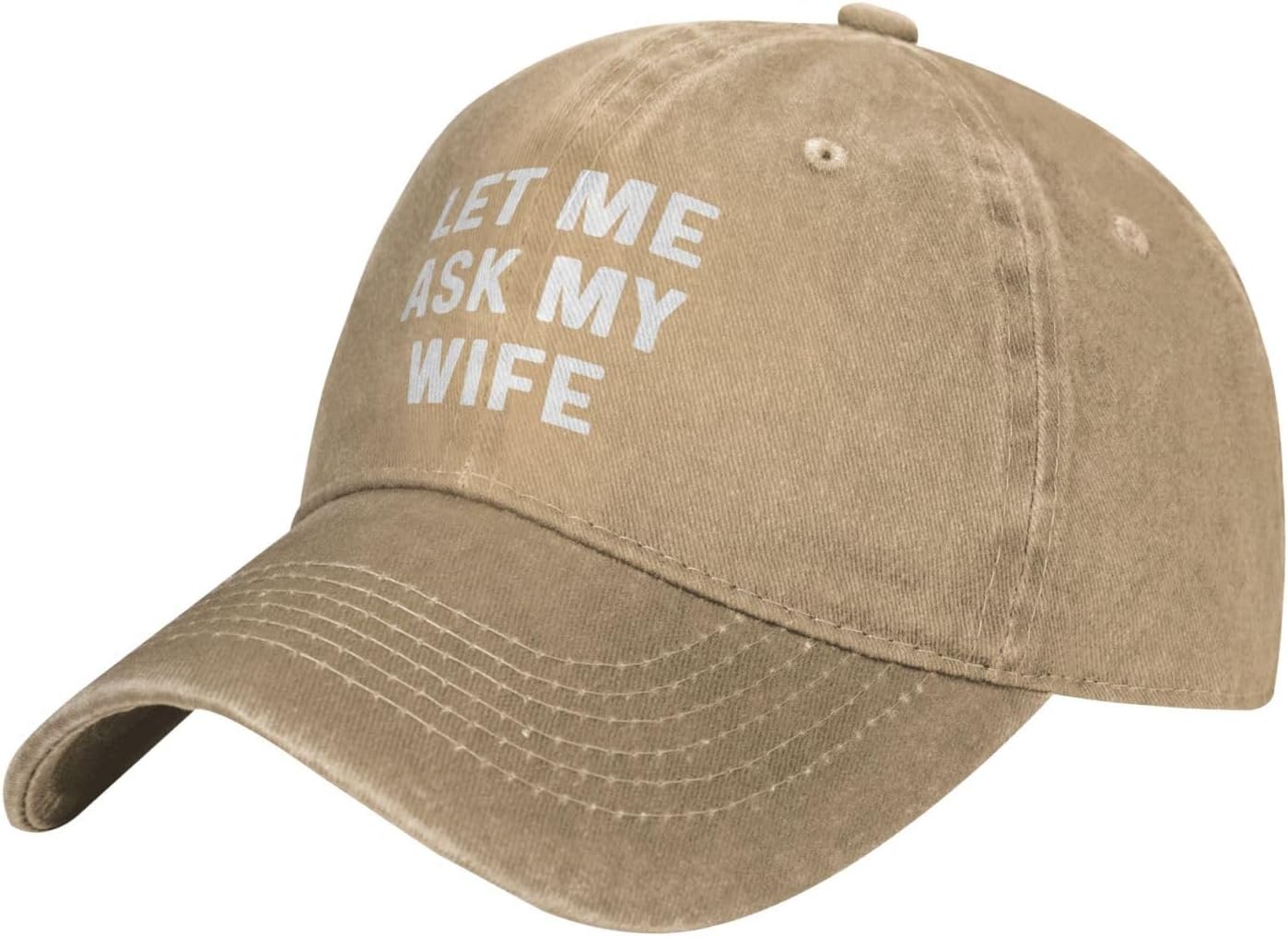 Sefgaen Gorra con texto en inglés Let Me Ask My Wife para mujer