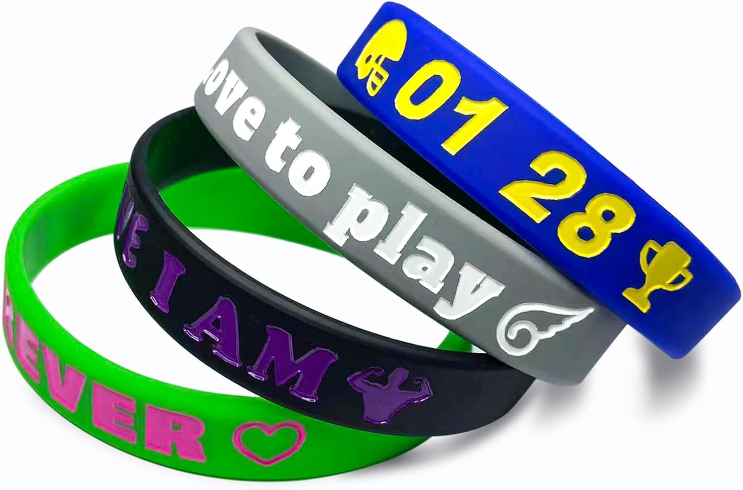 CYCLUSIVE 50 pulseras de silicona personalizadas para motivación, recuerdos de fiesta, eventos, cumpleaños, conciencia