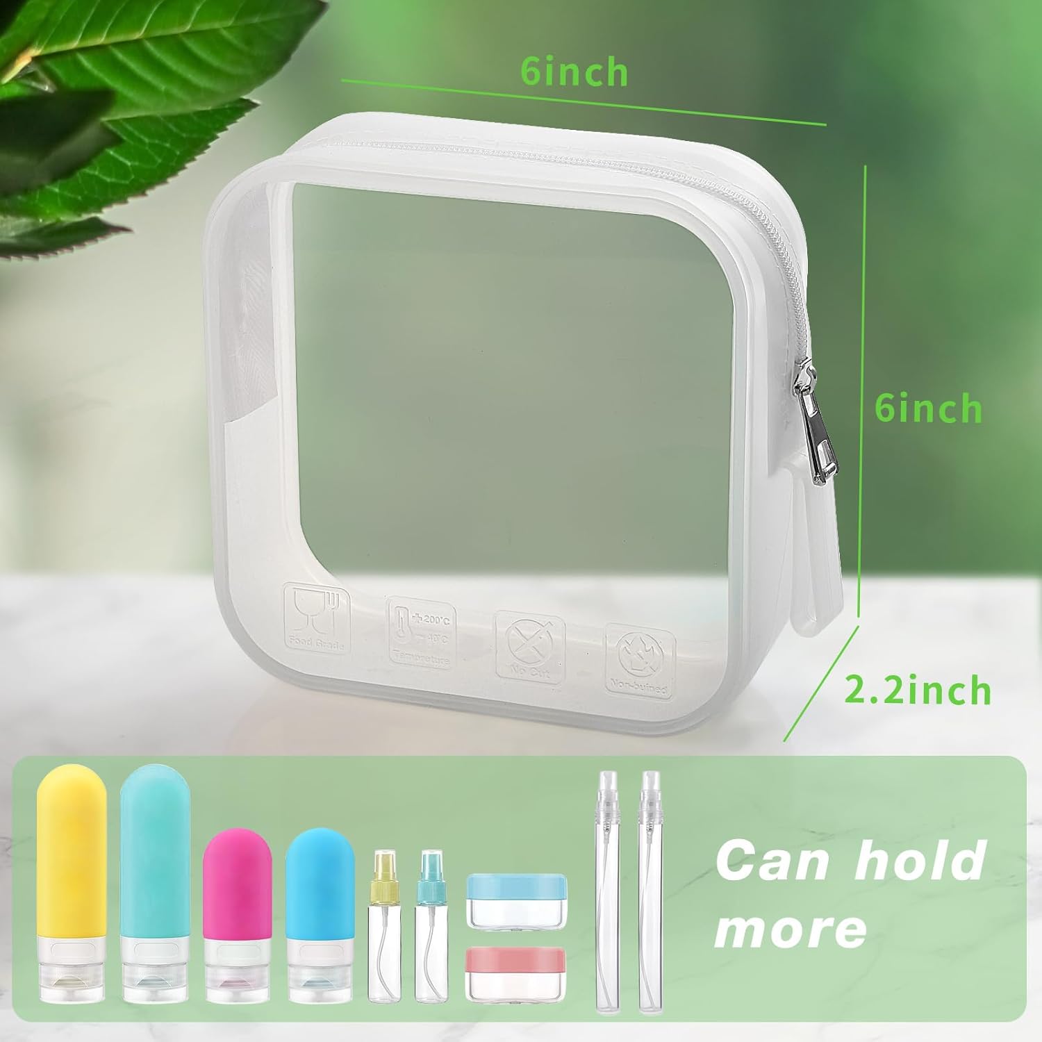 liguanlan Soporte para brochas de maquillaje, fugas de maquillaje para viajes, Claro, Bolsa de viaje de silicona