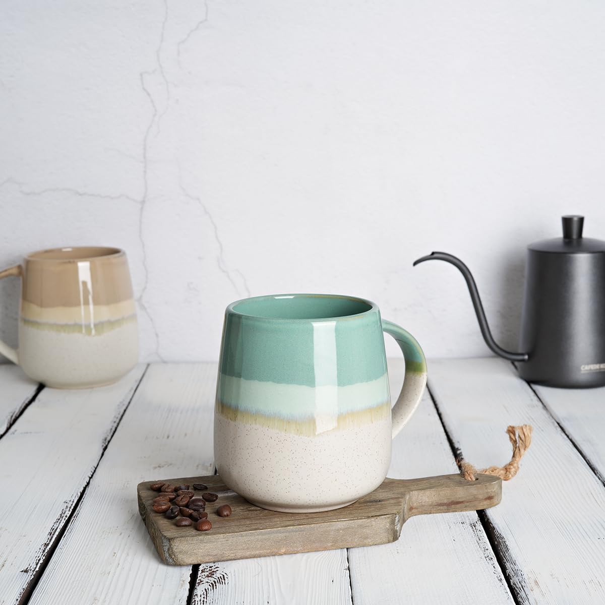 Bosmarlin Taza de café de cerámica extragrande, 23 onzas, apta para lavavajillas y microondas, taza de té grande de gran tamaño para oficina y hogar