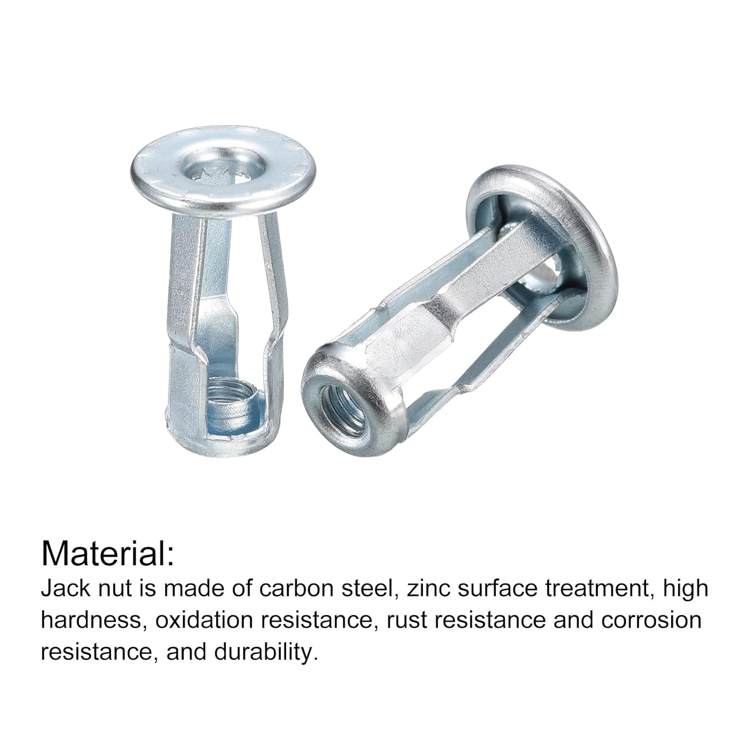 uxcell Tuercas de gato M4, 10 tuercas roscadas de acero al carbono galvanizadas remaches para metal fino, 0.866 in de longitud