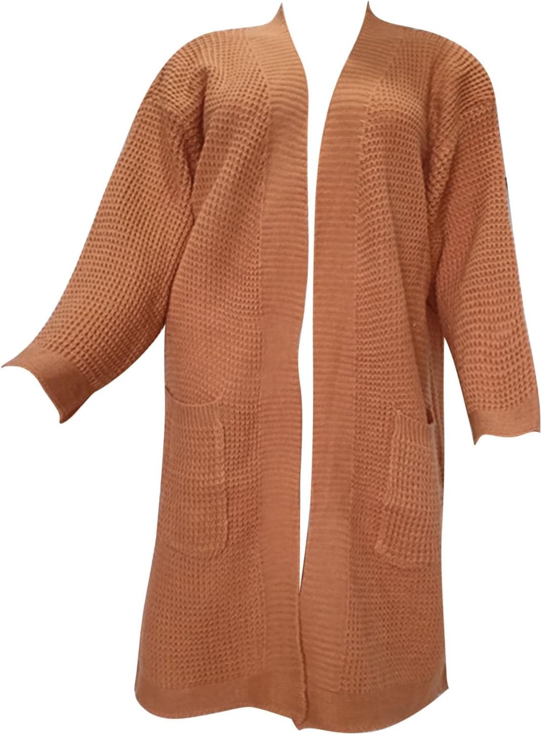 Cárdigan de punto grueso con frente abierto para mujer, suéter de manga larga, acanalado, ligero, elegante, casual, para exteriores