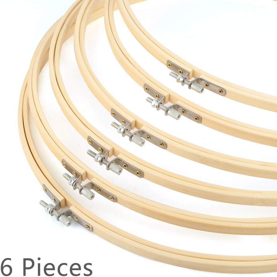 Caydo 6 aros de bordado de 16 pulgadas, anillo de aro de punto de cruz para arte, manualidades, costura práctica, decoración de corona de boda y
