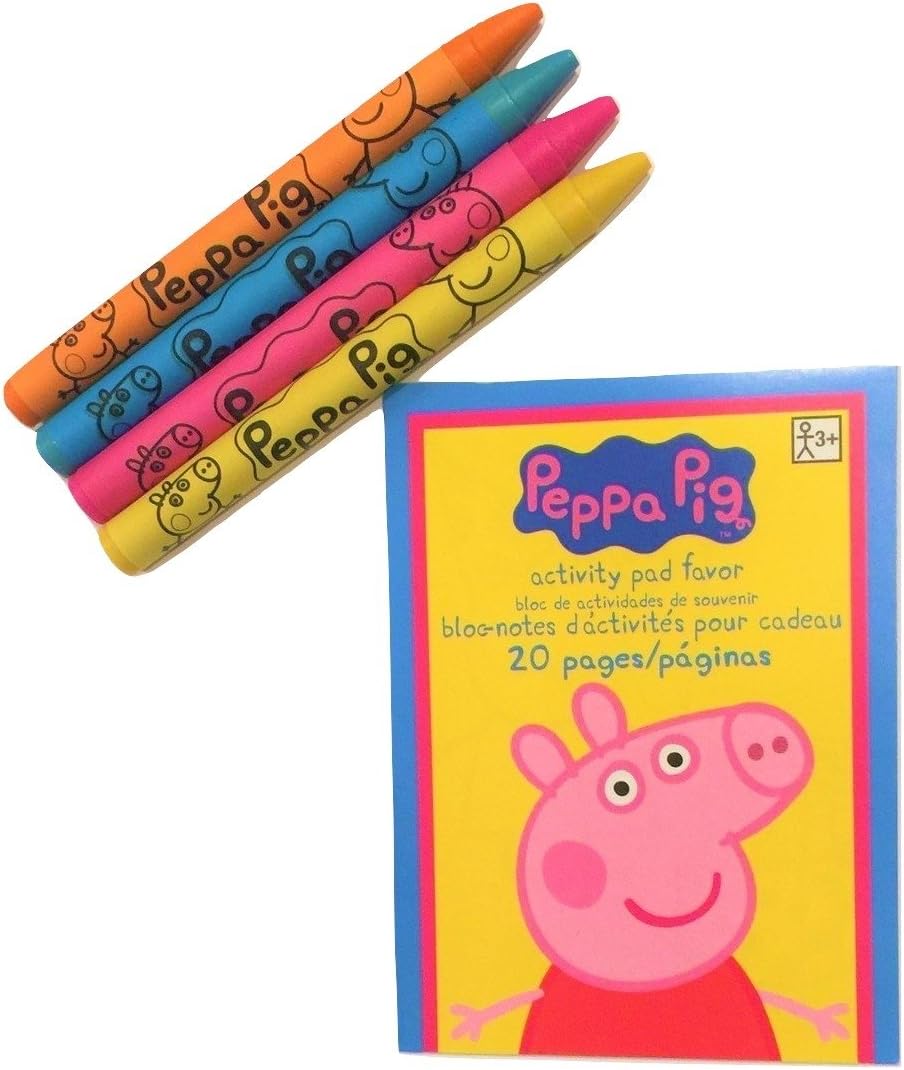 Designware Peppa Pig – Mini libro para colorear con crayones (2.5 x 3.5 pulgadas, 4 crayones)
