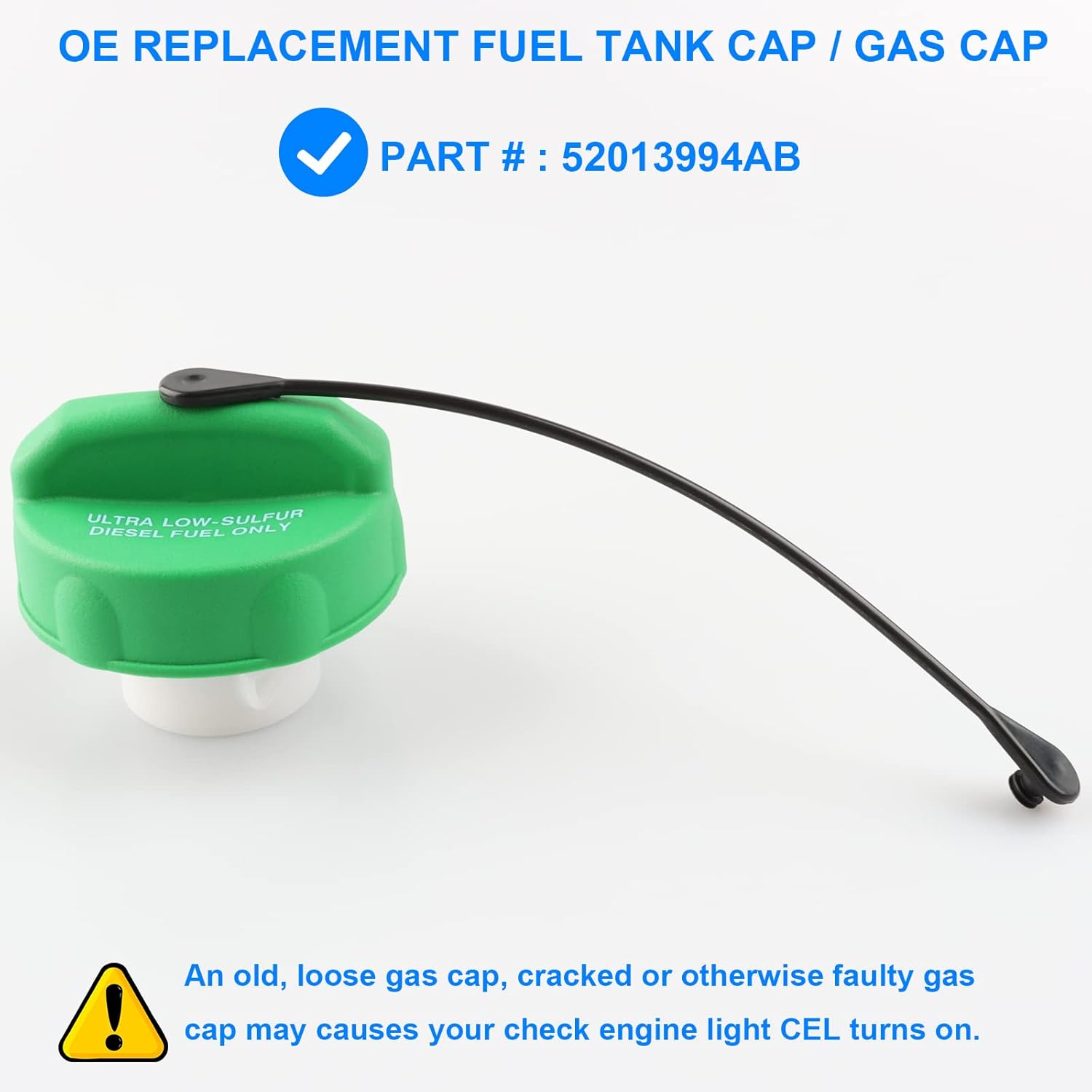 Tapa de gasolina verde de repuesto 52013994AB compatible con Dodge Jeep Ram Diesel – Ram 2500 2011-2012, Ram 3500 4500 5500 2011-2022, Dodge Ram