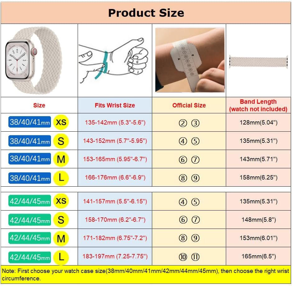 Paquete de 2 correas trenzadas Solo Loop para Apple Watch de 1.575 pulgadas, 1.614 pulgadas, 1.732 pulgadas, 1.772 pulgadas, Ultra 2 de 1.496