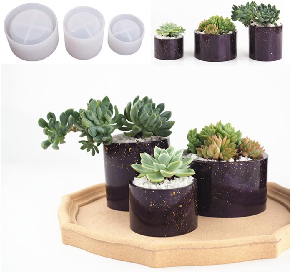 Molde redondo de resina para maceta, molde de resina cilíndrica de silicona, para bricolaje, macetas de jardinería, manualidades, decoración del