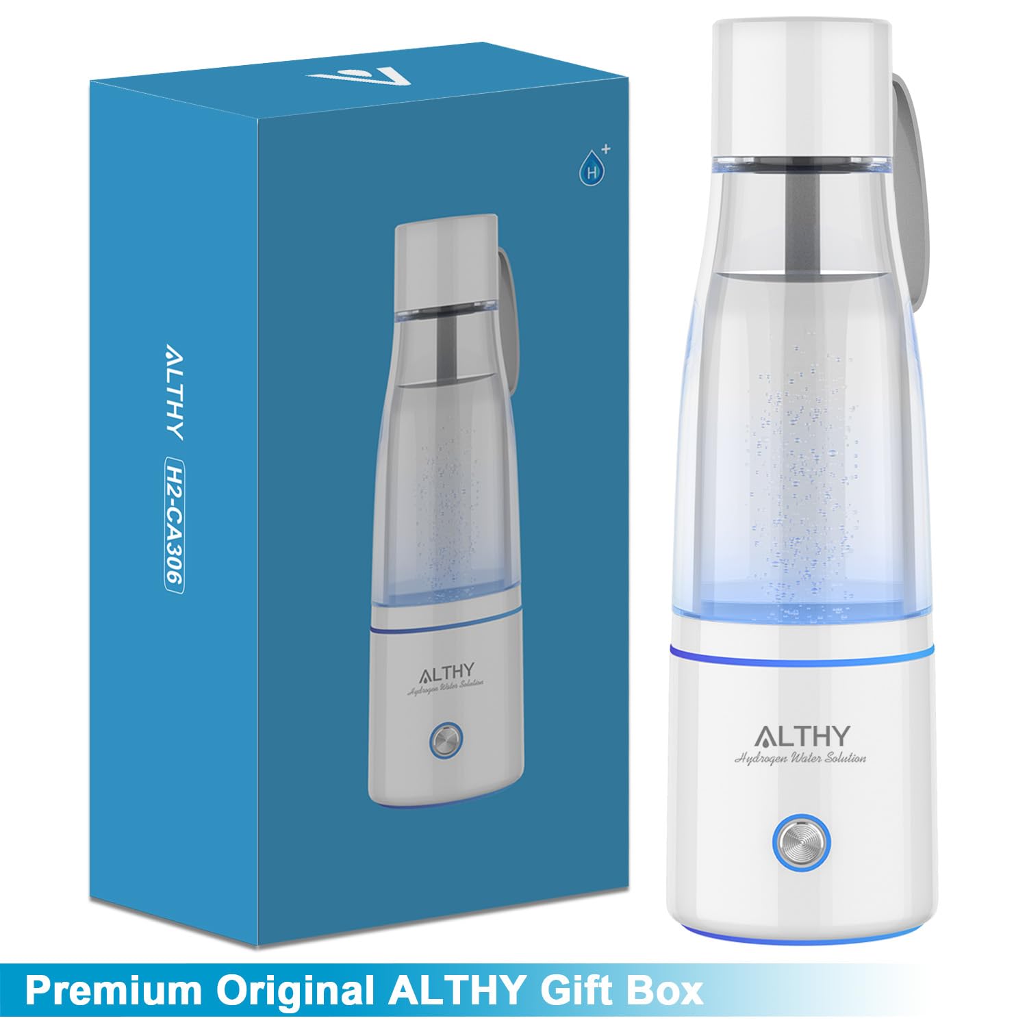 ALTHY Generador de botellas de agua de hidrógeno molecular premium  Rendimiento Dupont SPE+PEM Tecnología de doble cámara  6.8 fl oz portátil  con