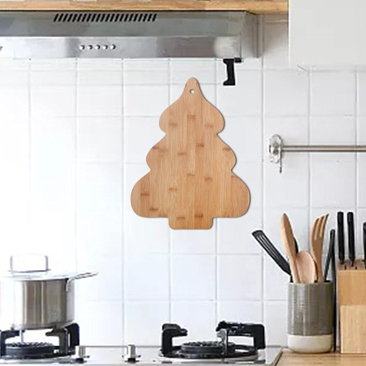 Vencer Tabla de cortar y servir de bambú para árbol de Navidad, decoración de cocina de Navidad y regalo para el hogar, ideal para arte de pared, 15