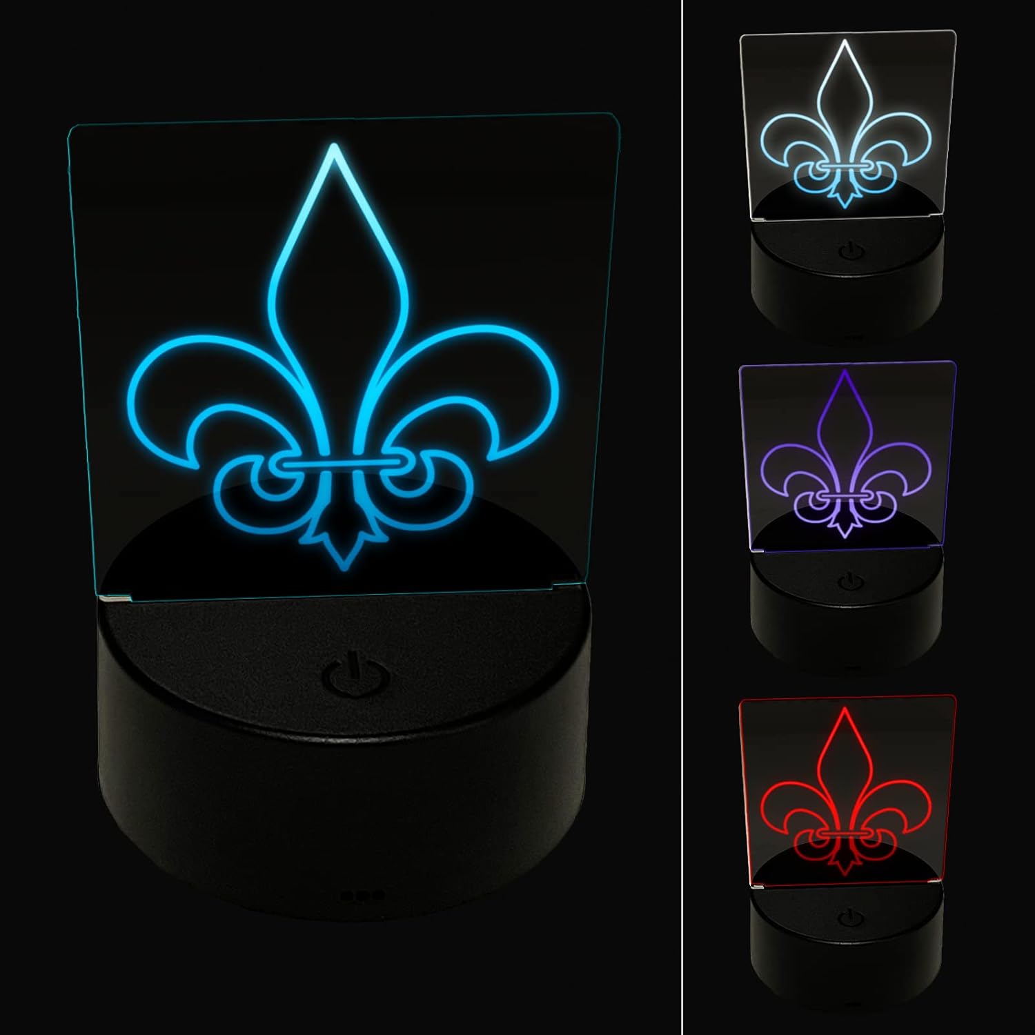 Sniggle Sloth Flor de Lis Outline 3D ilusión LED luz nocturna señal lámpara de escritorio