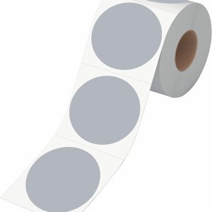 500 etiquetas adhesivas redondas de código de color plateado para inventario con línea de perforación en rollo (3 pulgadas de diámetro) 500 etiquetas adhesivas redondas de código de color plateado para inventario con línea de perforación en rollo (3 pulgadas de diámetro)
