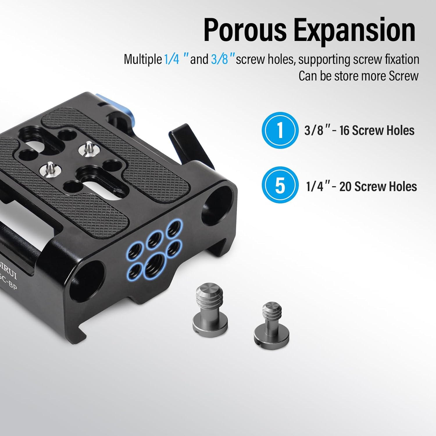 Sirui Placa base universal para cámara con abrazaderas dobles de 0.591 in, placa base con placa de liberación rápida tipo Arca-Swiss para trípode,