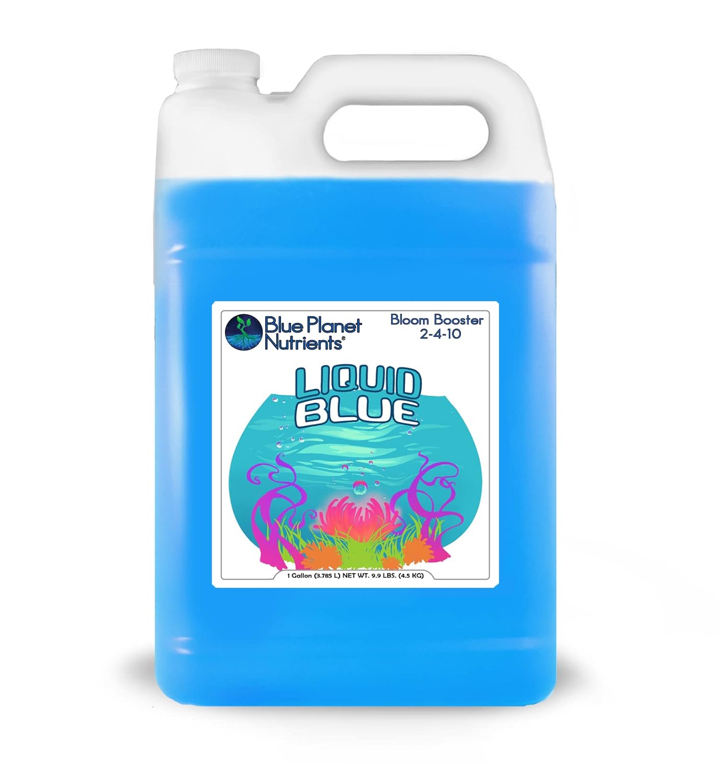 Liquid Blue Bloom Booster (128 oz) galón  Suplemento de fósforo de potasio para floración  para todas las plantas y jardines  Blue Planet Nutrients